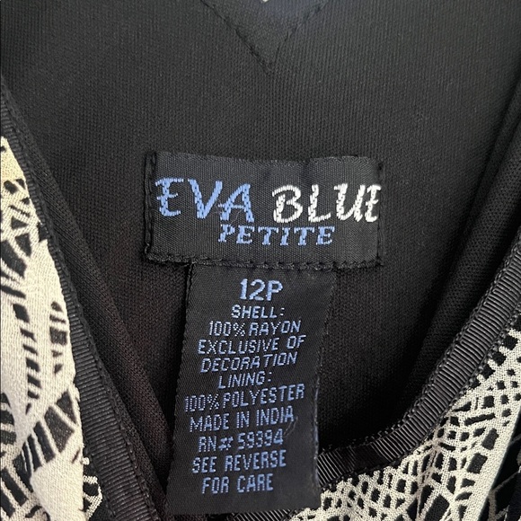 Chic Black and Cream Floral Midi Dress Size 12P - Picture 2 of 7